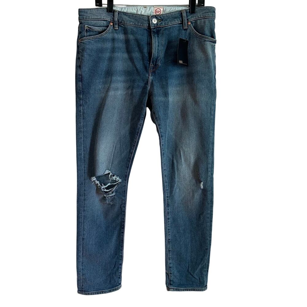 ASOS REMO Straight Leg Distressed Denim Jeans